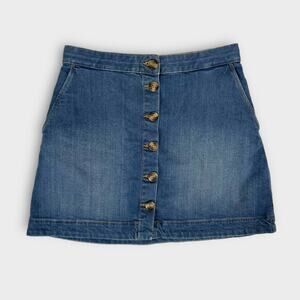 & Other Stories Button Front Denim Skirt Size 10